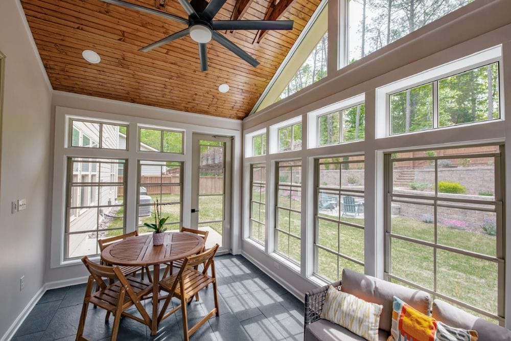 Inside view of sunroom addition in Durham NC