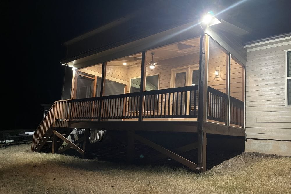 Outside view of screened porch addition in Durham NC